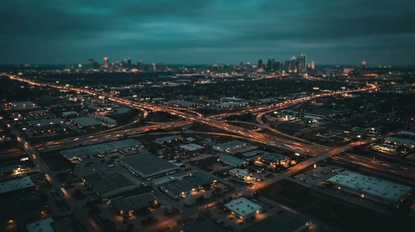 Grand Prairie, Texas at dusk