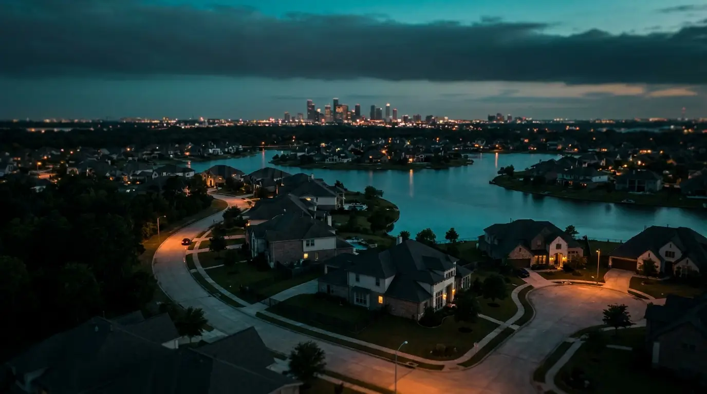 Missouri City, Texas at dusk