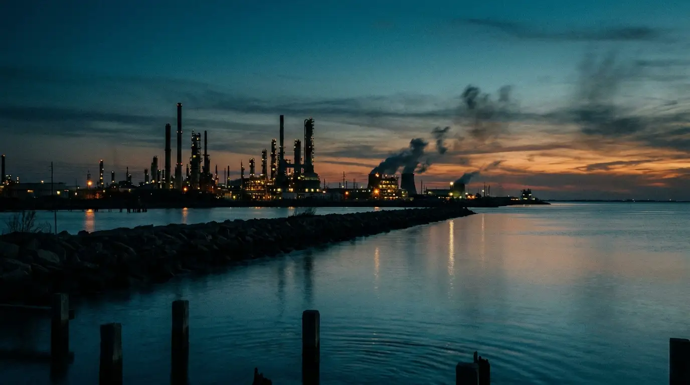 Texas City, Texas at dusk
